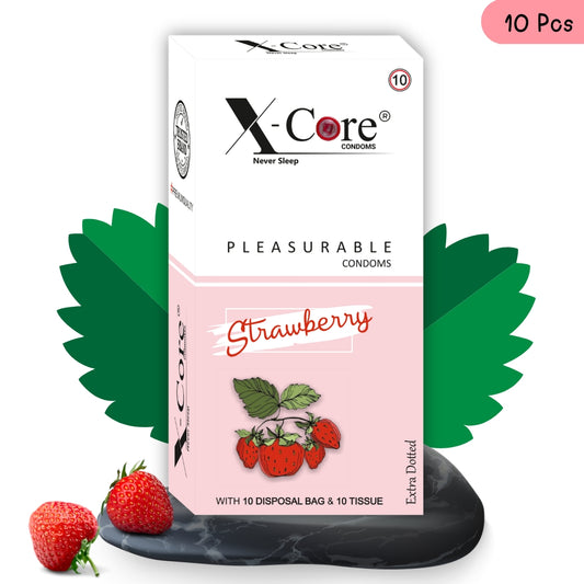 X-Core Pleasurable Strawberry Flavoured Condoms for Men (10 Sheets)