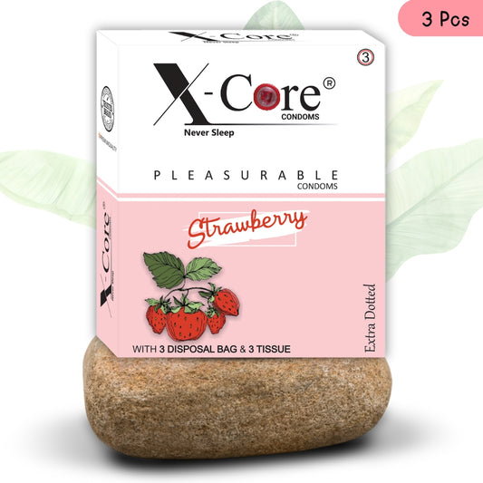 X-Core Pleasurable Strawberry Flavoured Condoms for Men (3 Sheets)