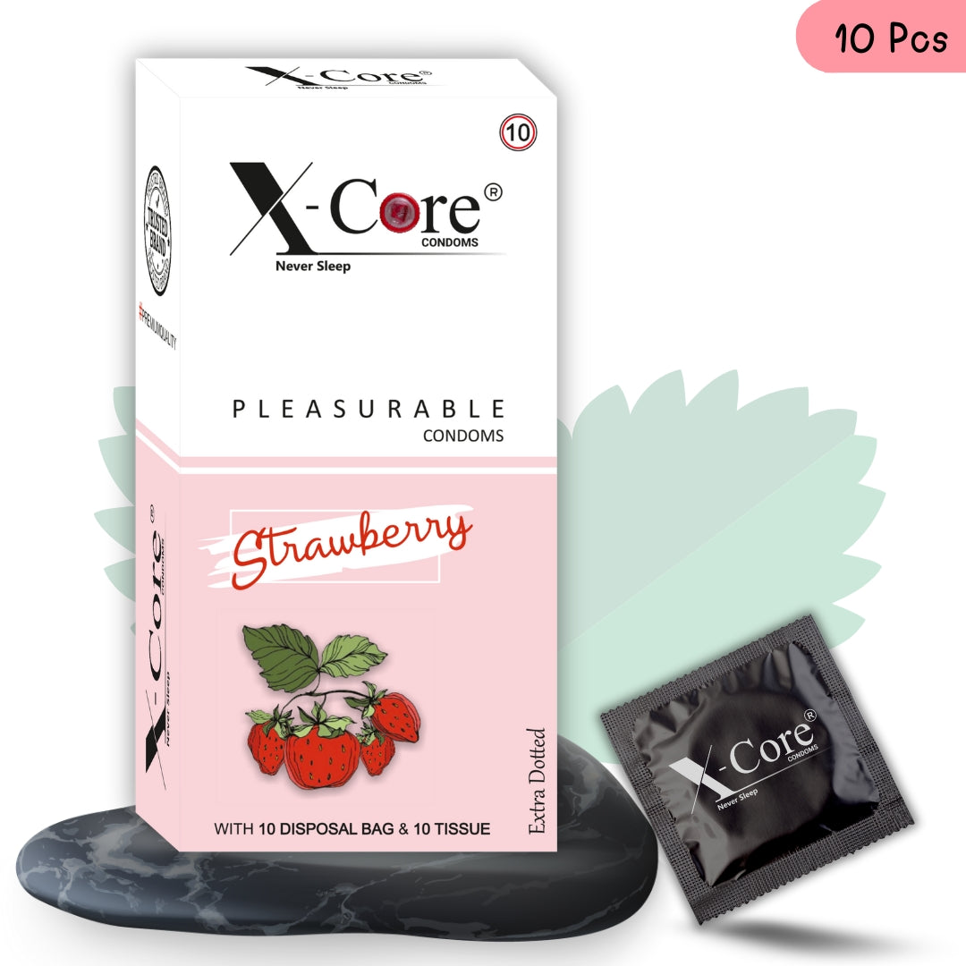 X-Core Pleasurable Strawberry Flavoured Condoms for Men (10 Sheets)