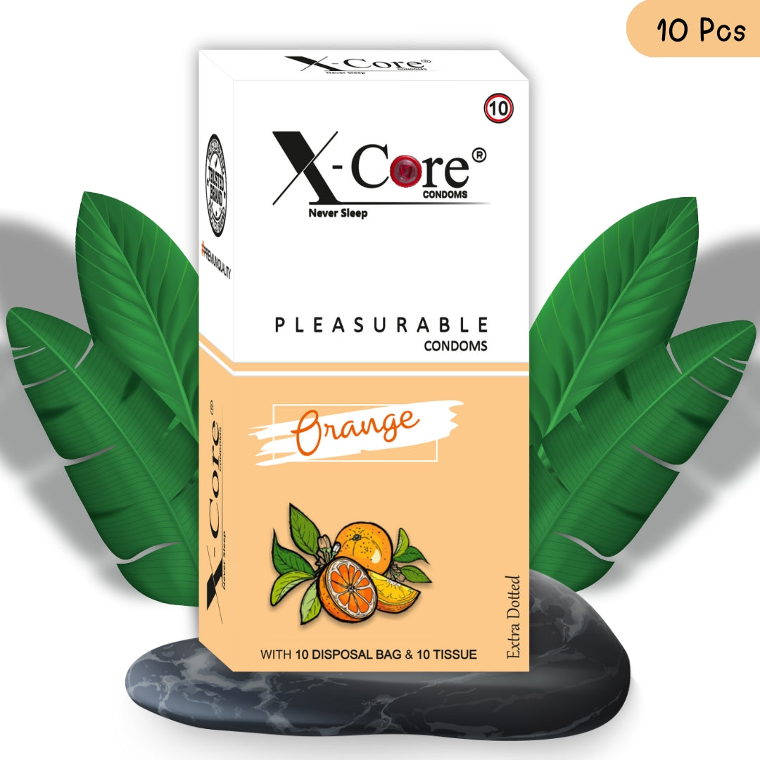 X-Core Pleasurable Orange Flavoured Condoms for Men (10 Sheets)