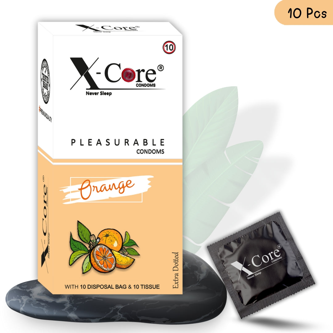 X-Core Pleasurable Orange Flavoured Condoms for Men (10 Sheets)