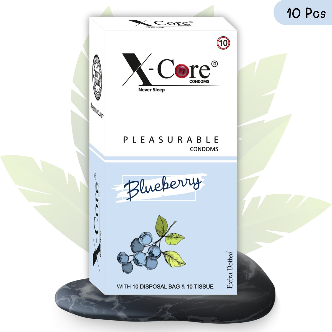 X-Core Pleasurable Blueberry Flavoured Condoms for Men (10 Sheets)