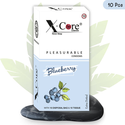 X-Core Pleasurable Blueberry Flavoured Condoms for Men (10 Sheets)