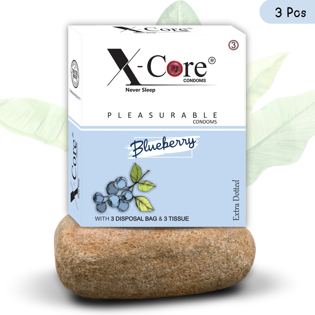 X-Core Pleasurable Blueberry Flavoured Condoms for Men (3 Sheets)