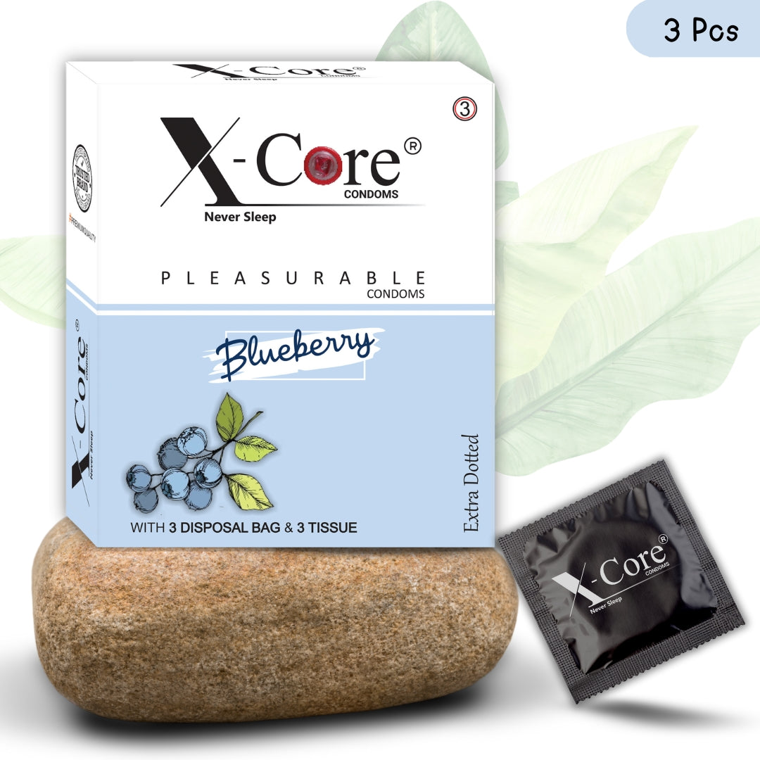 X-Core Pleasurable Blueberry Flavoured Condoms for Men (3 Sheets)