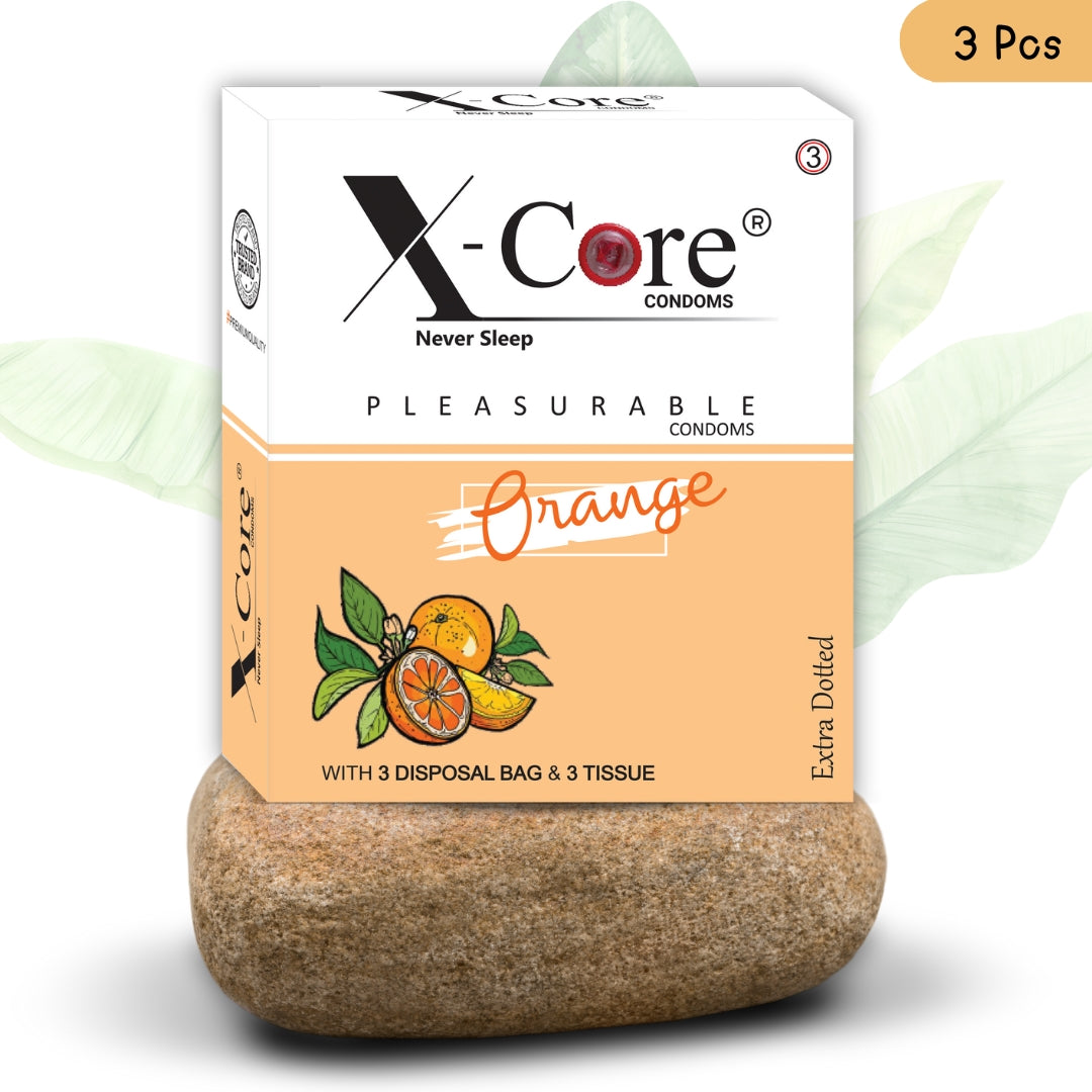 X-Core Pleasurable Orange Flavoured Condoms for Men (3 Sheets)