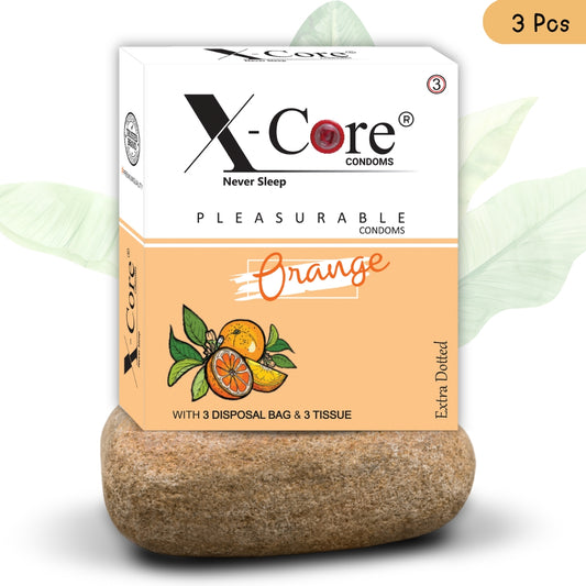 X-Core Pleasurable Orange Flavoured Condoms for Men (3 Sheets)