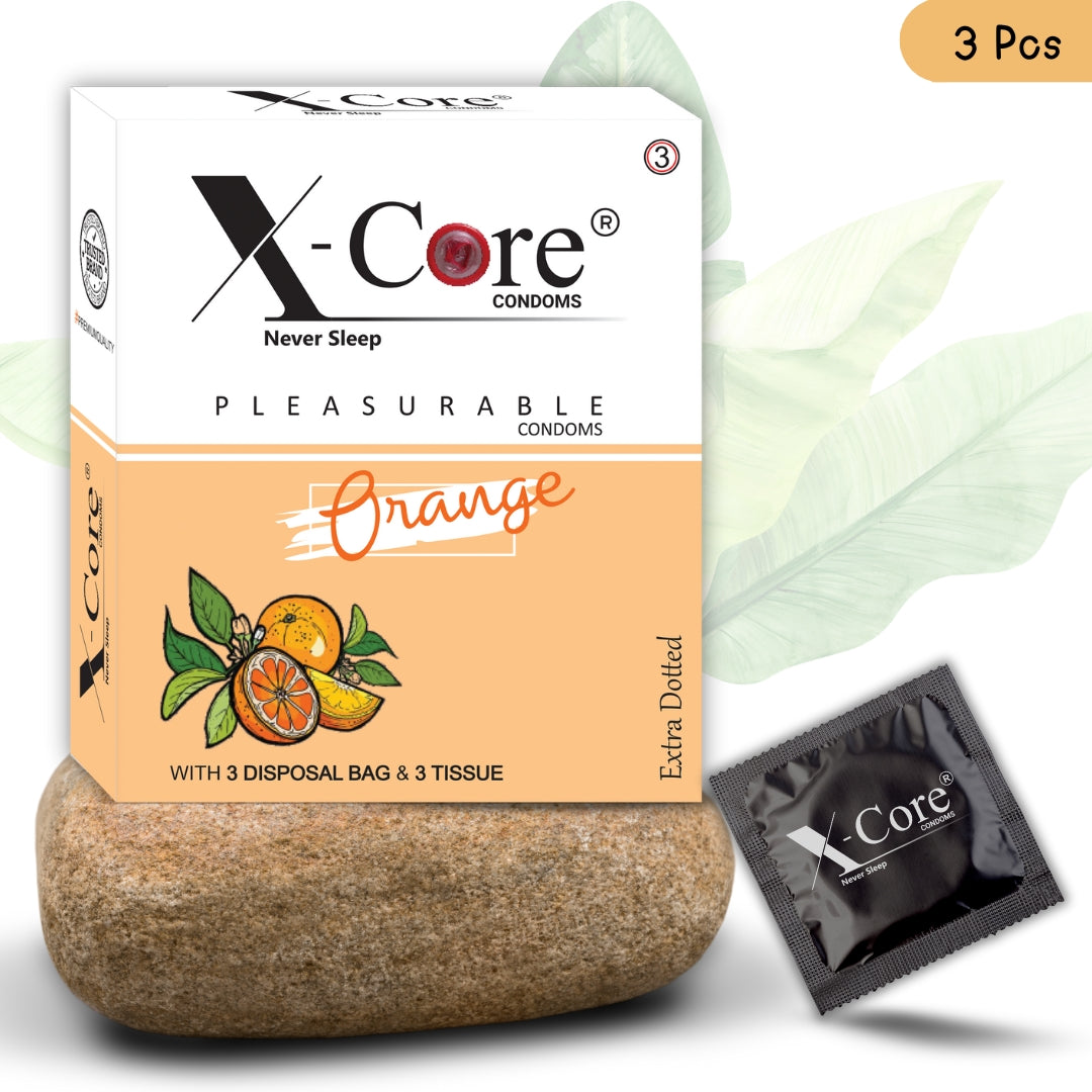 X-Core Pleasurable Orange Flavoured Condoms for Men (3 Sheets)